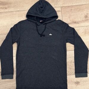 Dark Grey Twill Hooded Long-Sleeve Shirt (M) // Quiksilver